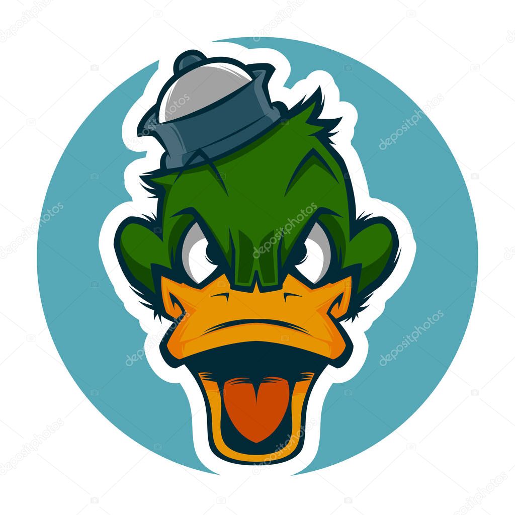 Angry duck head illustration mascot esports logo