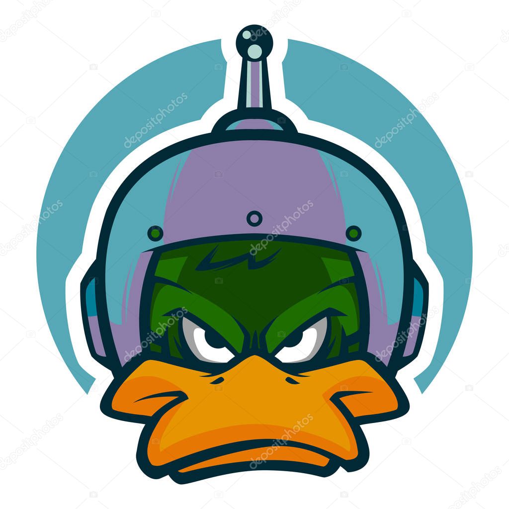 Angry duck head illustration mascot esports logo