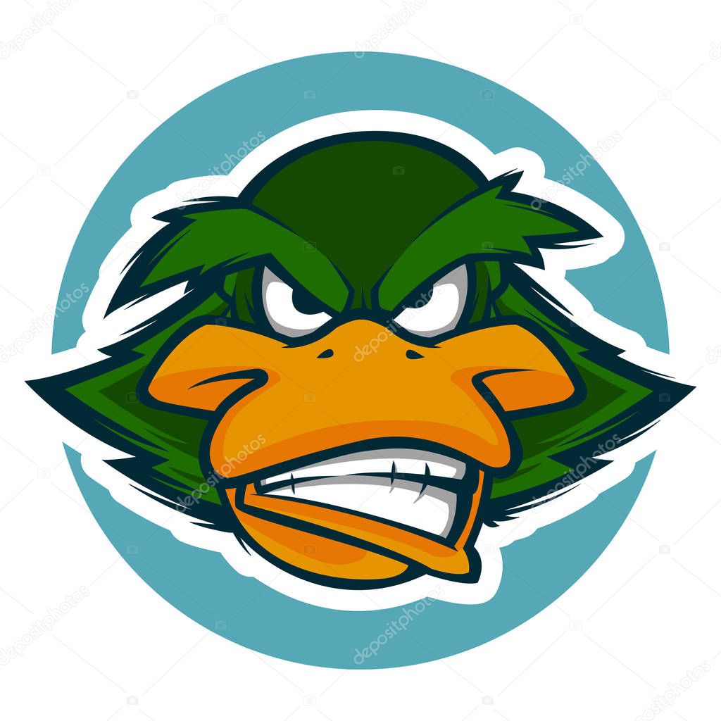 Angry duck head illustration mascot esports logo