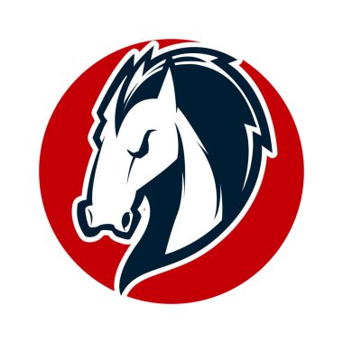 kızgın at kafası siyah beyaz maskot esports logo illüstrasyon