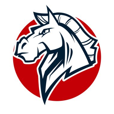 kızgın at kafası siyah beyaz maskot esports logo illüstrasyon