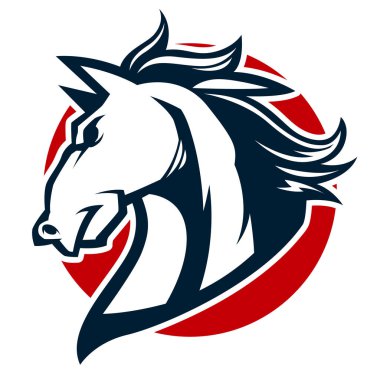 kızgın at kafası siyah beyaz maskot esports logo illüstrasyon