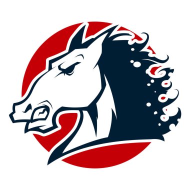 kızgın at kafası siyah beyaz maskot esports logo illüstrasyon