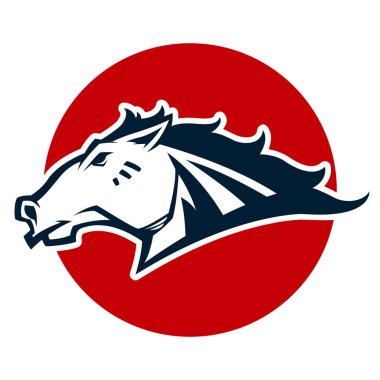 kızgın at kafası siyah beyaz maskot esports logo illüstrasyon