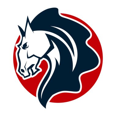 kızgın at kafası siyah beyaz maskot esports logo illüstrasyon