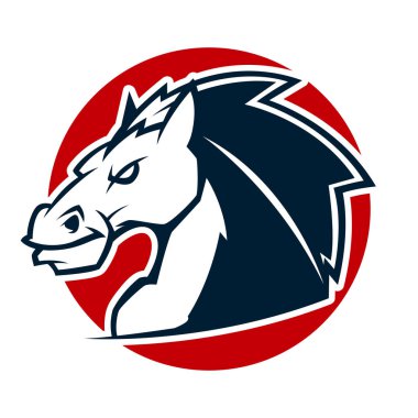 kızgın at kafası siyah beyaz maskot esports logo illüstrasyon