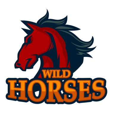 kızgın at başı maskotu esports logo illüstrasyon