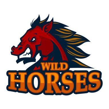 kızgın at başı maskotu esports logo illüstrasyon