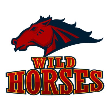 kızgın at başı maskotu esports logo illüstrasyon