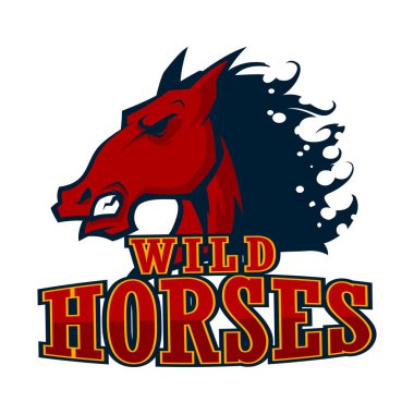 kızgın at başı maskotu esports logo illüstrasyon