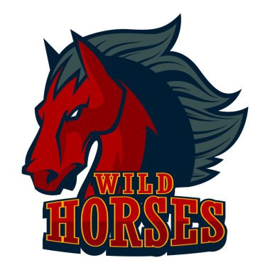 kızgın at başı maskotu esports logo illüstrasyon