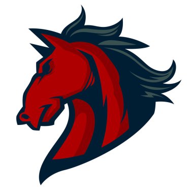 kızgın at başı maskotu esports logo illüstrasyon