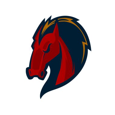 kızgın at başı maskotu esports logo illüstrasyon
