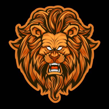 aslan baş maskot logo illüstrasyon