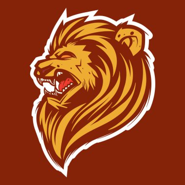 aslan baş maskot logo illüstrasyon