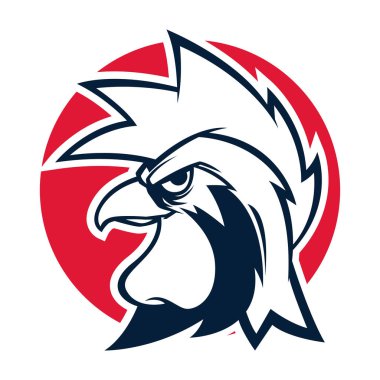 horoz kafası siyah beyaz maskot logosu vektör illüstrasyon