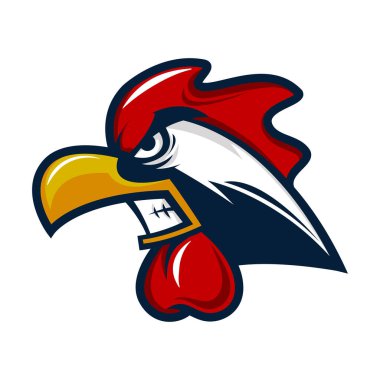 horoz baş maskot logosu vektör illüstrasyon