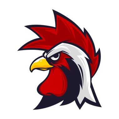 horoz baş maskot logosu vektör illüstrasyon