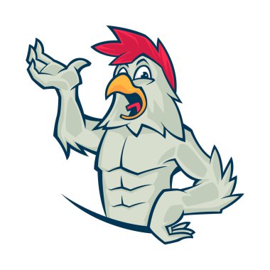 komik horoz maskot logosu vektör illüstrasyon