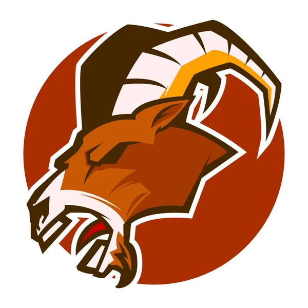 Enojado carnero cabeza de cabra mascota vector esports logotipo ilustración — Vector de stock