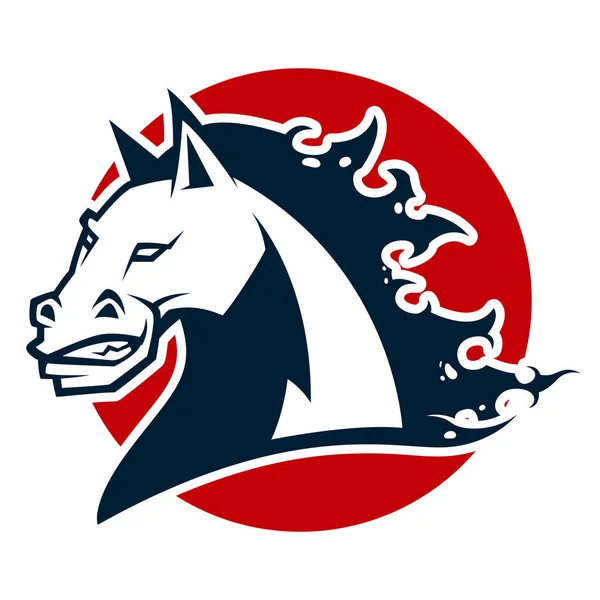 Czarno-biały głowa koń logo maskotka Sport zły — Wektor stockowy