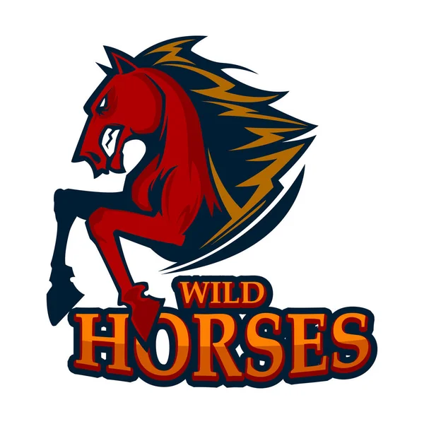 Иллюстрация логотипа злого талисмана головы лошади — стоковый вектор
