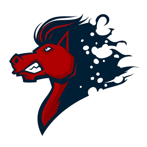 Rozzlobená Koňská hlava maskota eSports logo ilustrace — Stockový vektor