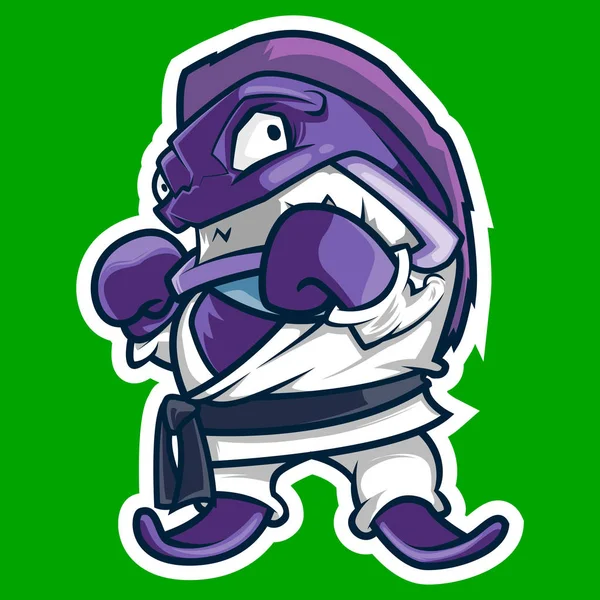 Piranha arti marziali mascotte sport logo illustrazione — Vettoriale Stock