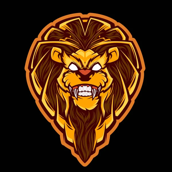 Leão cabeça mascote logotipo ilustração — Vetor de Stock