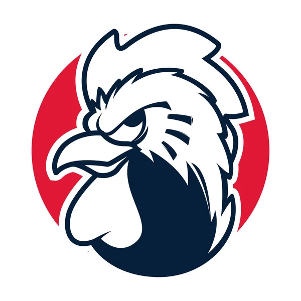 Rooster Head svart och vit maskot logo vektor illustration — Stock vektor