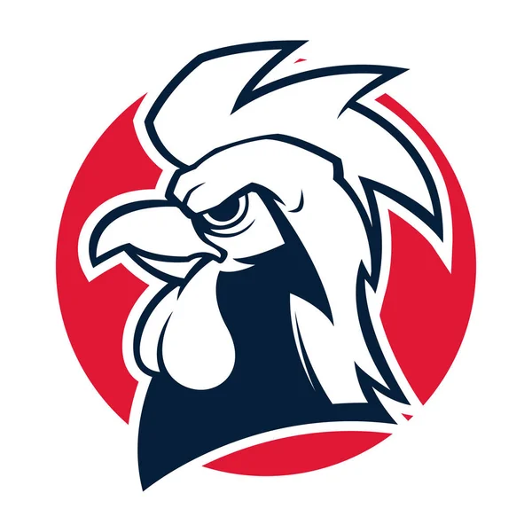 Rooster Head svart och vit maskot logo vektor illustration — Stock vektor