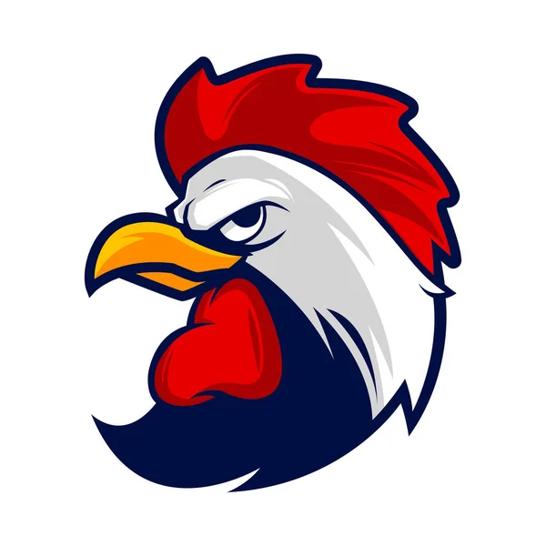 Gallo cabeza mascota logo vector ilustración — Vector de stock