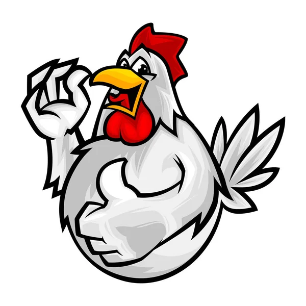 Divertido gallo mascota logo vector ilustración — Vector de stock