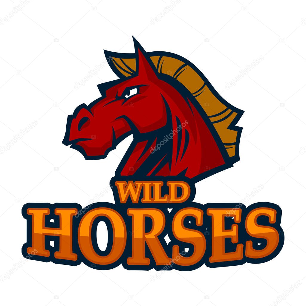 Angry horse head mascot esports logo illustration