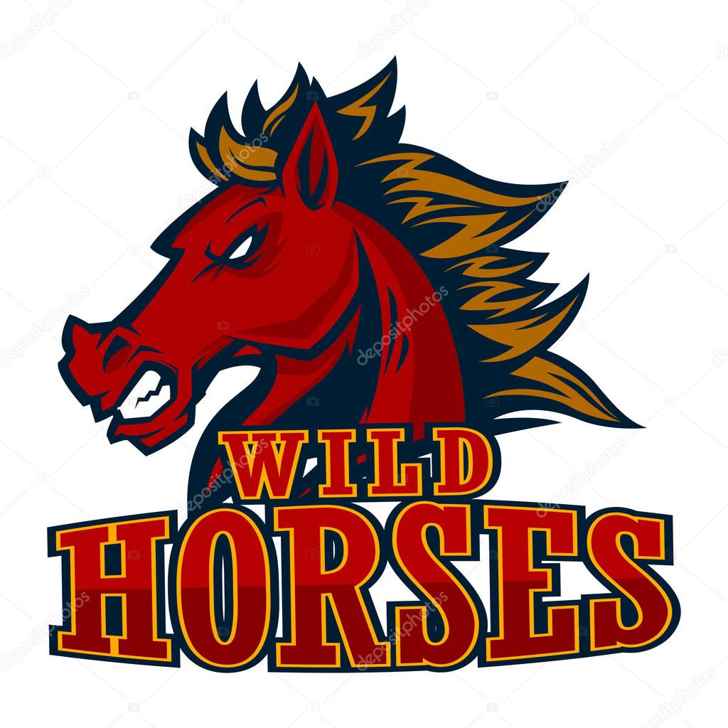 Angry horse head mascot esports logo illustration