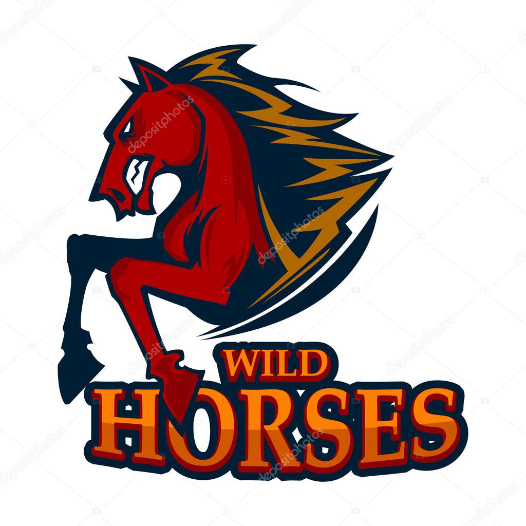 Angry horse head mascot esports logo illustration
