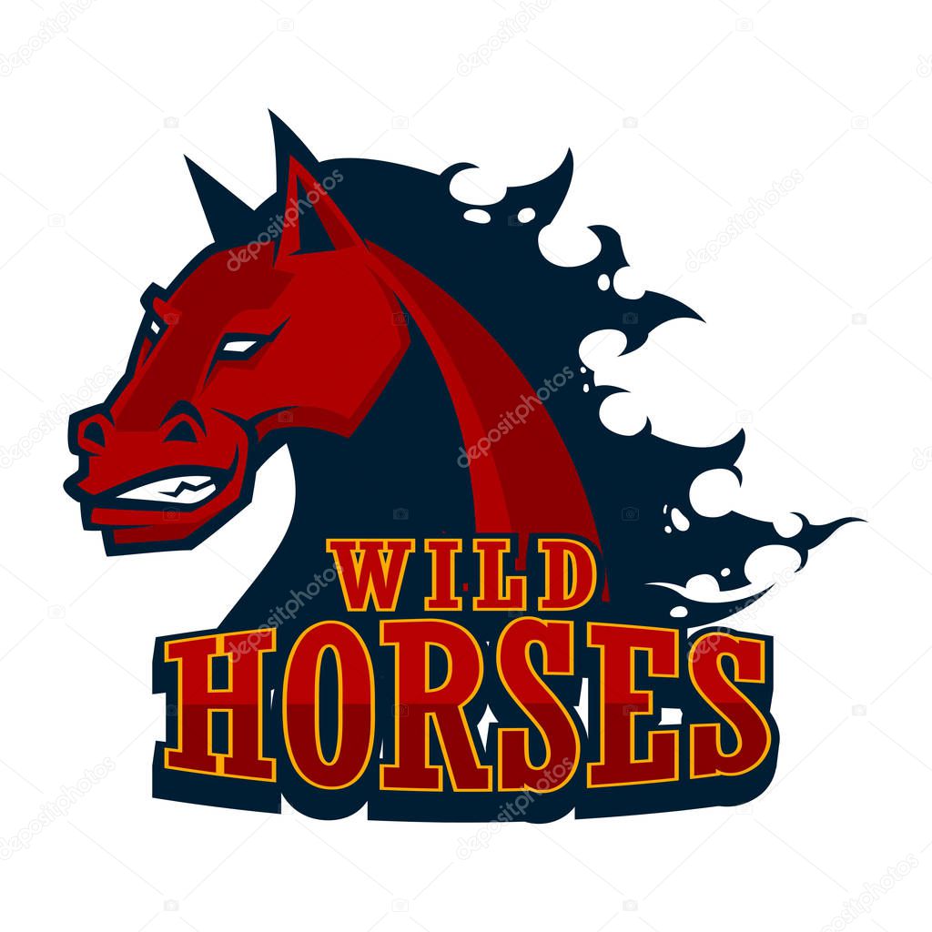 Angry horse head mascot esports logo illustration