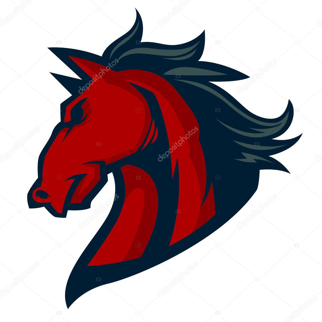 Angry horse head mascot esports logo illustration