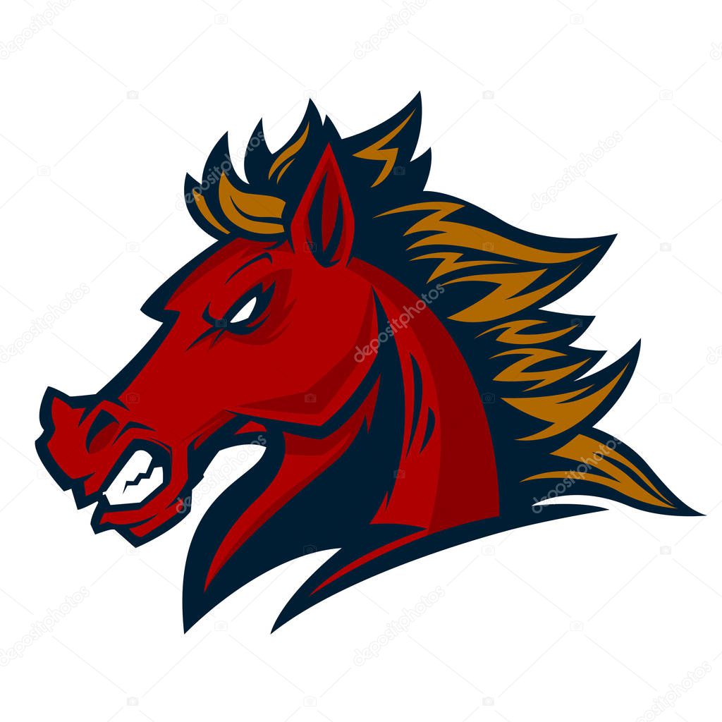 Angry horse head mascot esports logo illustration