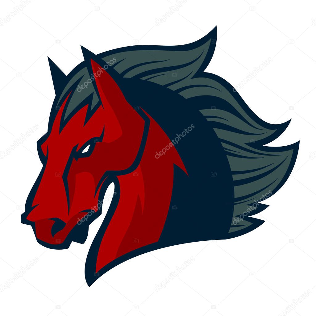 Angry horse head mascot esports logo illustration