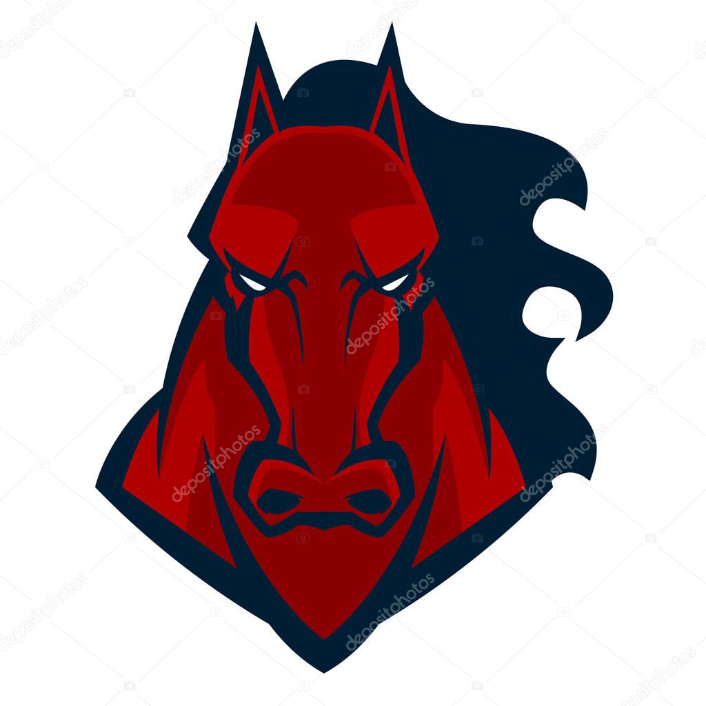 Angry horse head mascot esports logo illustration