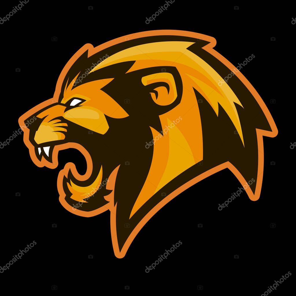 Lion head mascot logo illustration