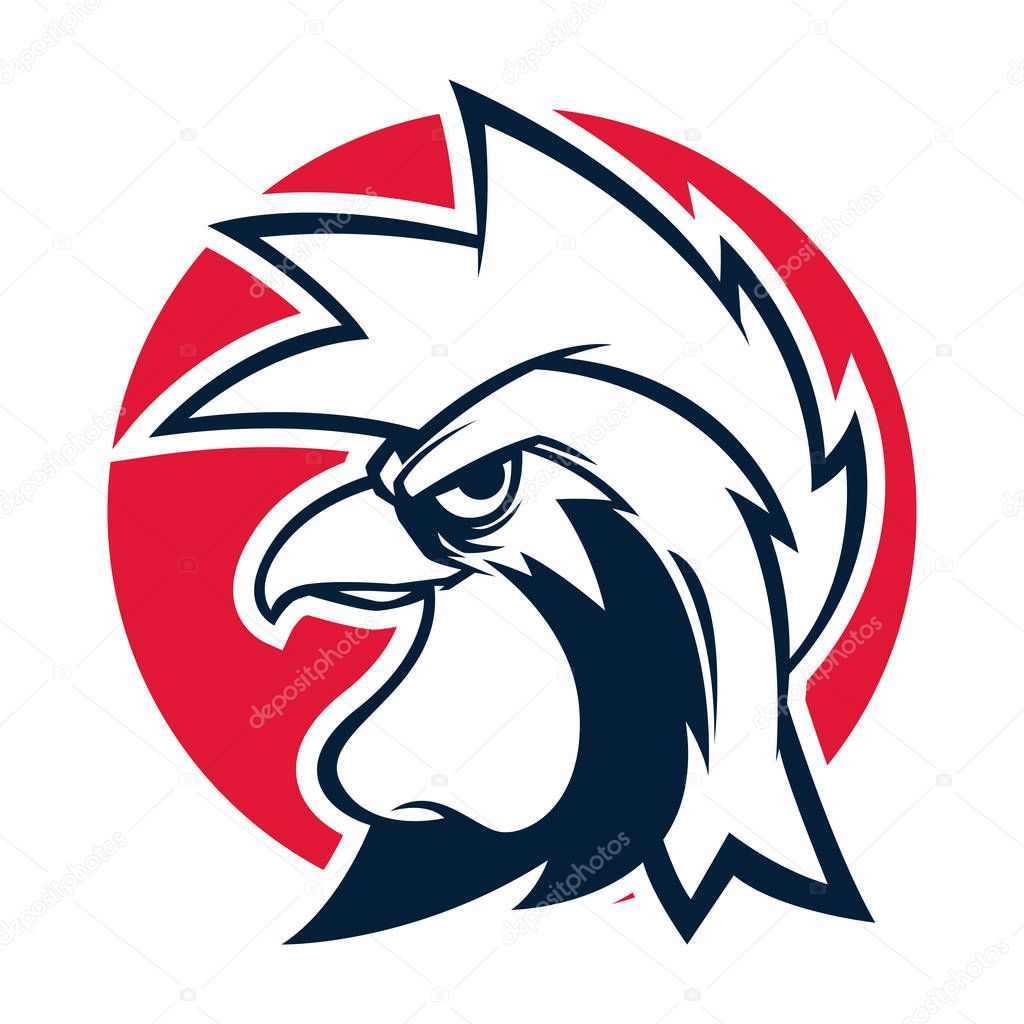 Rooster head black and white mascot logo vector illustration
