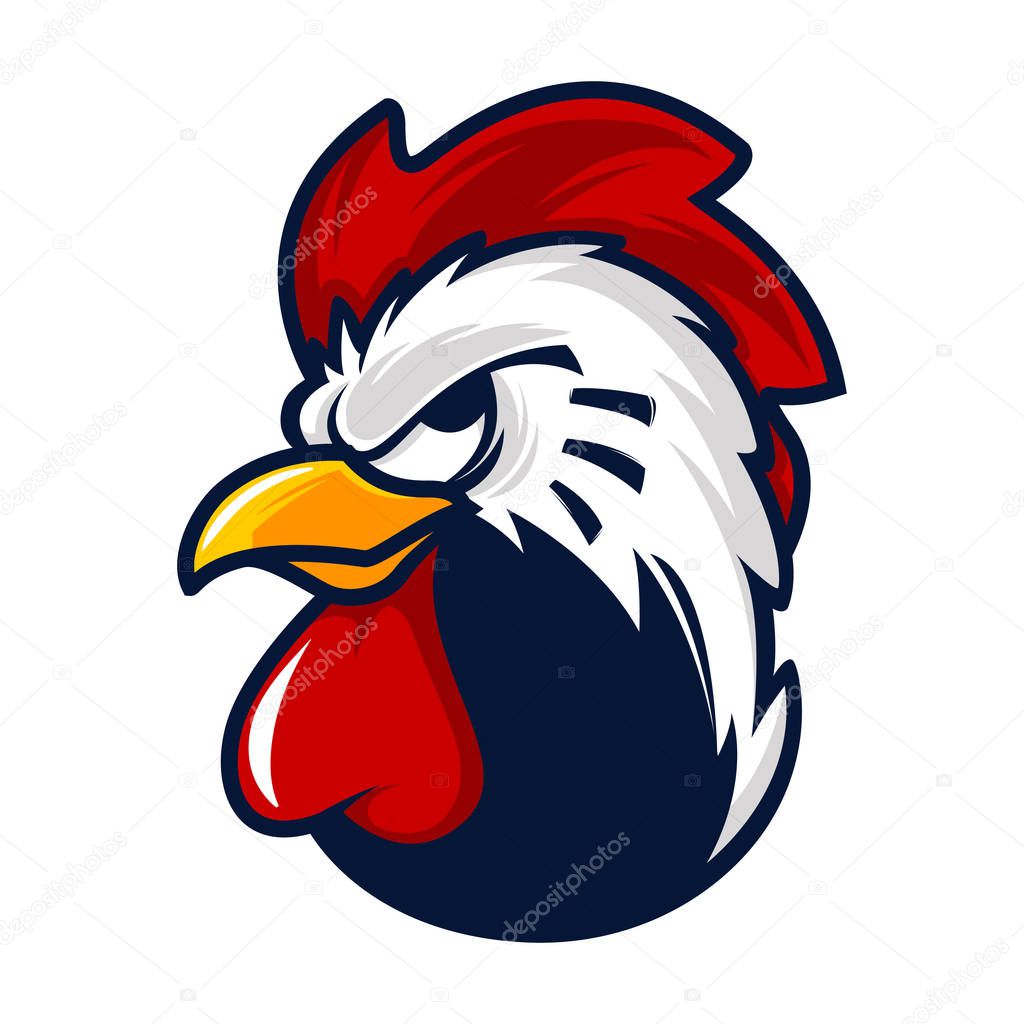 Rooster head mascot logo vector illustration
