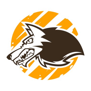 kızgın kurt kafası siyah beyaz illüstrasyon maskot esports logosu