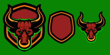 kızgın boğa kafa esports logosu maskot illüstrasyon