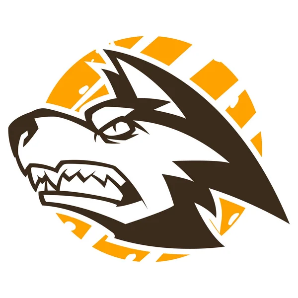 Сердитий вовк голова чорно-біла ілюстрація талісман ефірний логотип — стоковий вектор