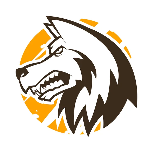 Boze wolf hoofd zwart-wit illustratie mascotte eSports logo — Stockvector