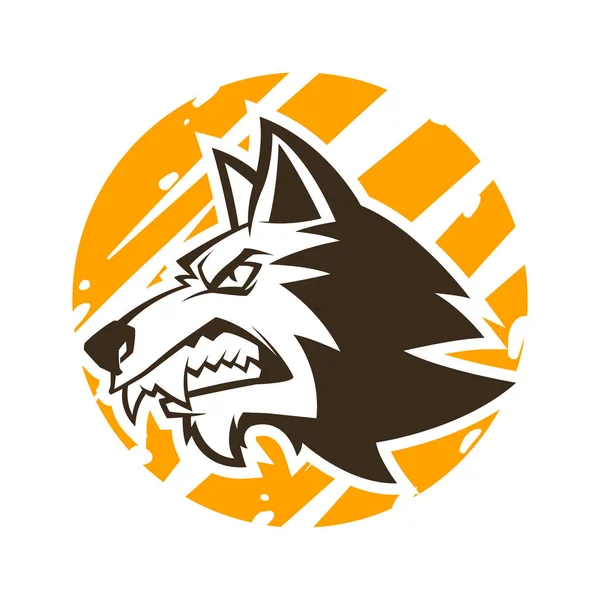 Boze wolf hoofd zwart-wit illustratie mascotte eSports logo — Stockvector