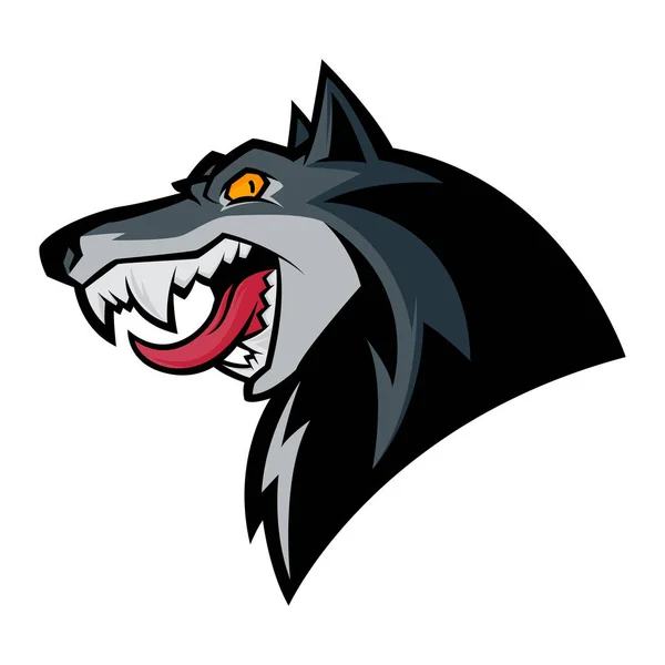 Fâché loup tête illustration mascotte esports logo — Image vectorielle